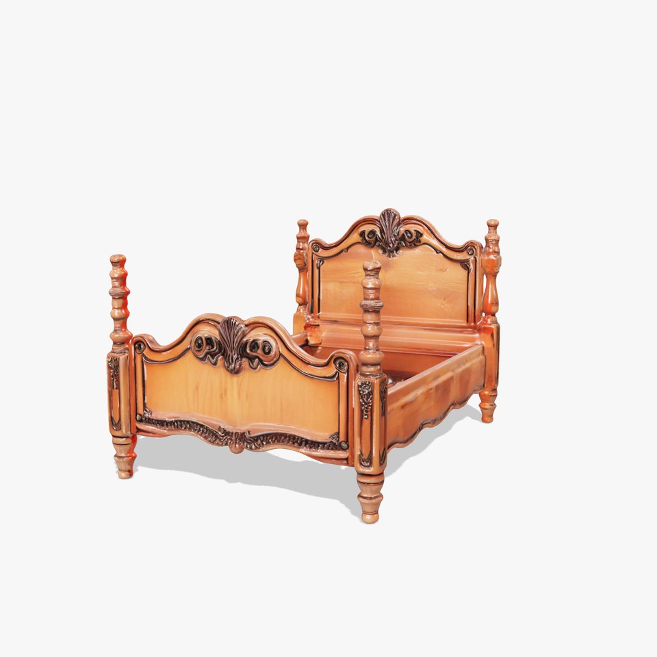 Antique Wooden Bed Frame Model Pack